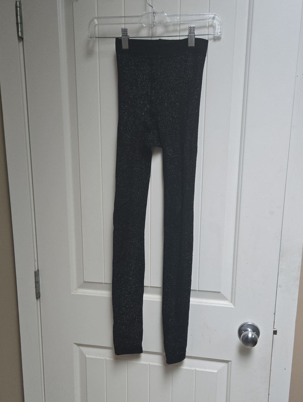 Girls Black Sparkle Stretch Leggings with Elastic Waist